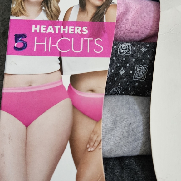 Fruit Of The Loom 5 pairs Heathers hi-cut panties Size 9 - Picture 3 of 6